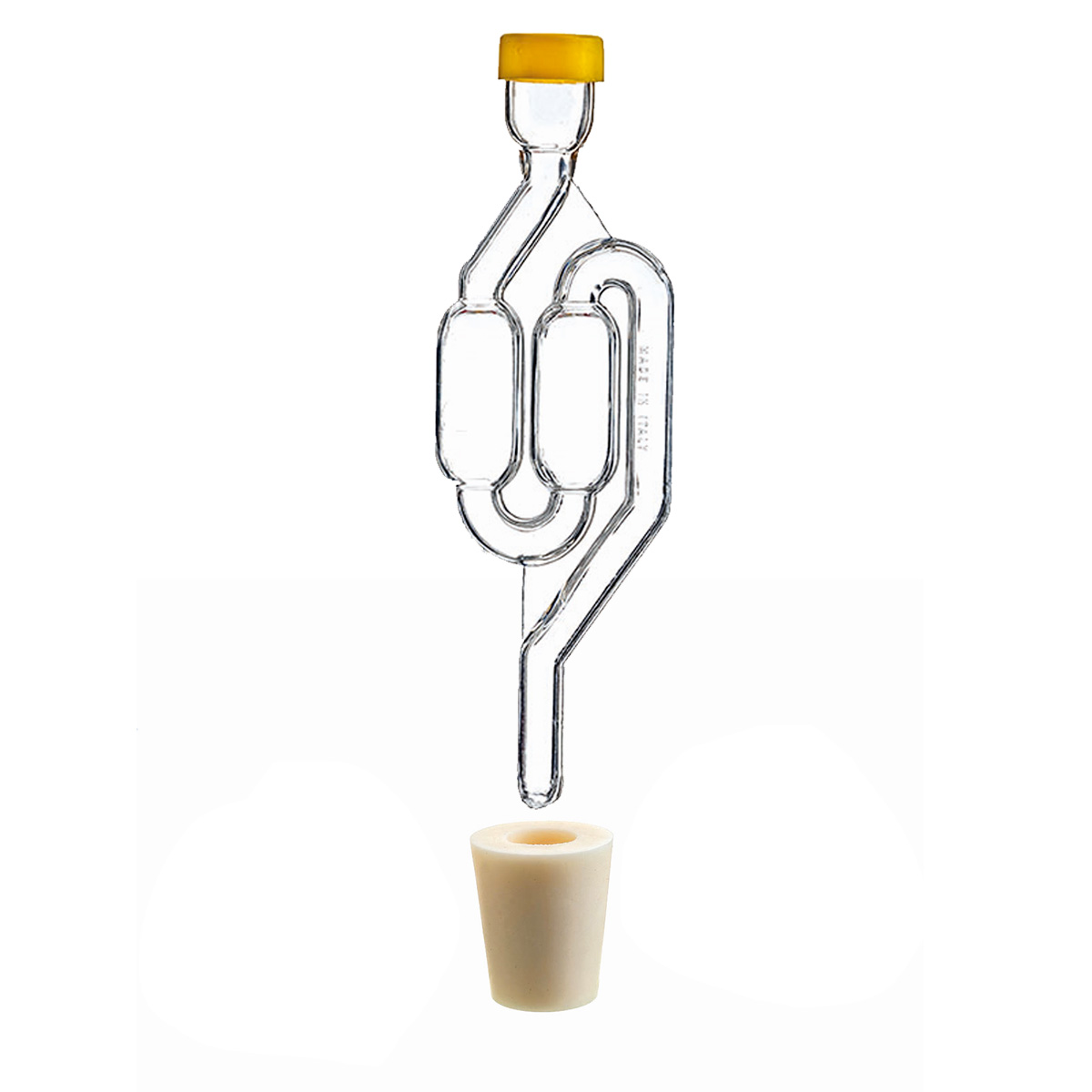 TAPPO AIR LOCK 35 LT. A ESSE CON RIDUZIONE GOMMA 30x38x h.40 CON FORO