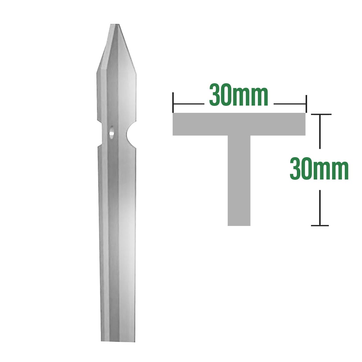 PALETTO A T ZINCATO 30X30 MM - H 175 CM PER RECINZIONE