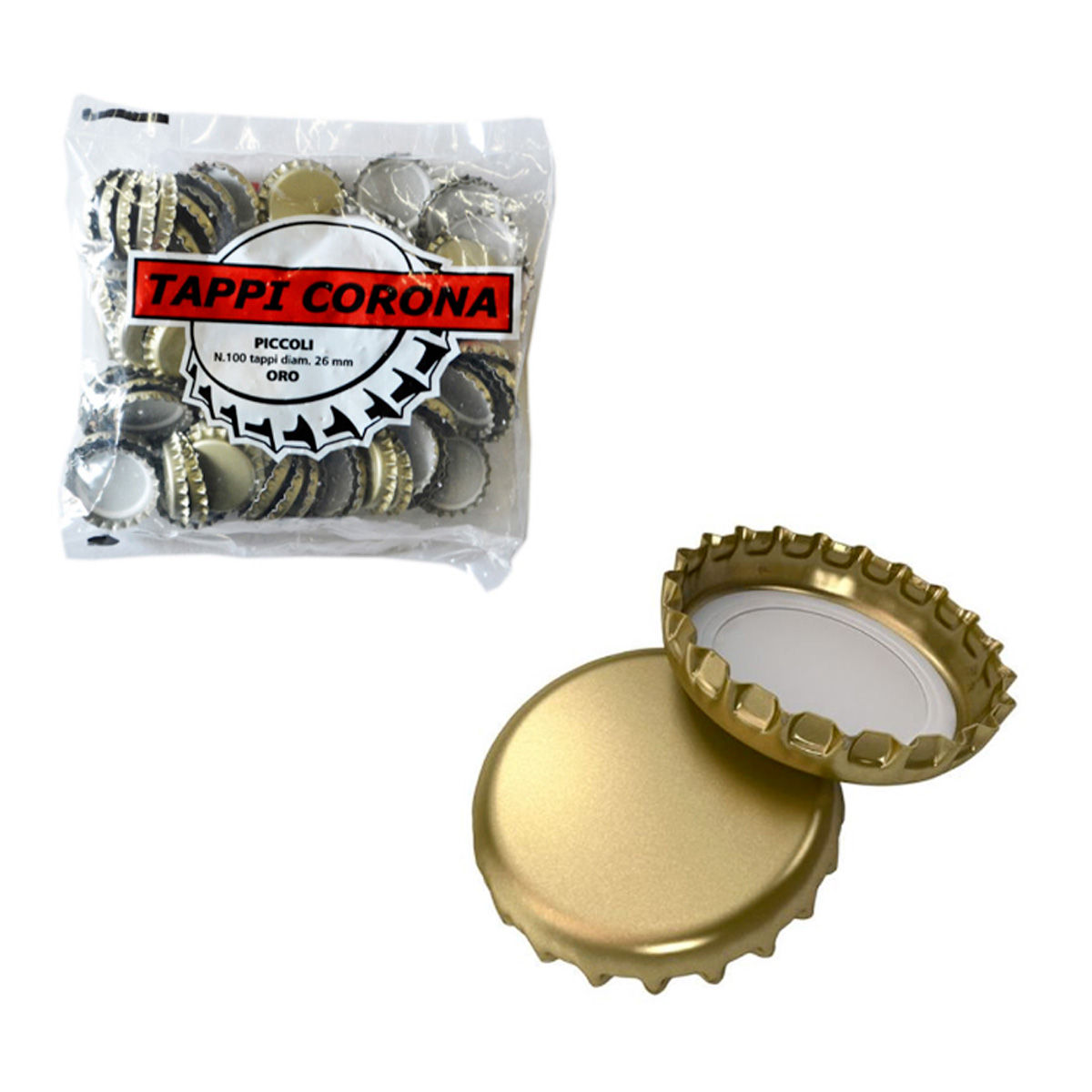 SET 100 TAPPI CORONA GOLD DIAMETRO 26 MM