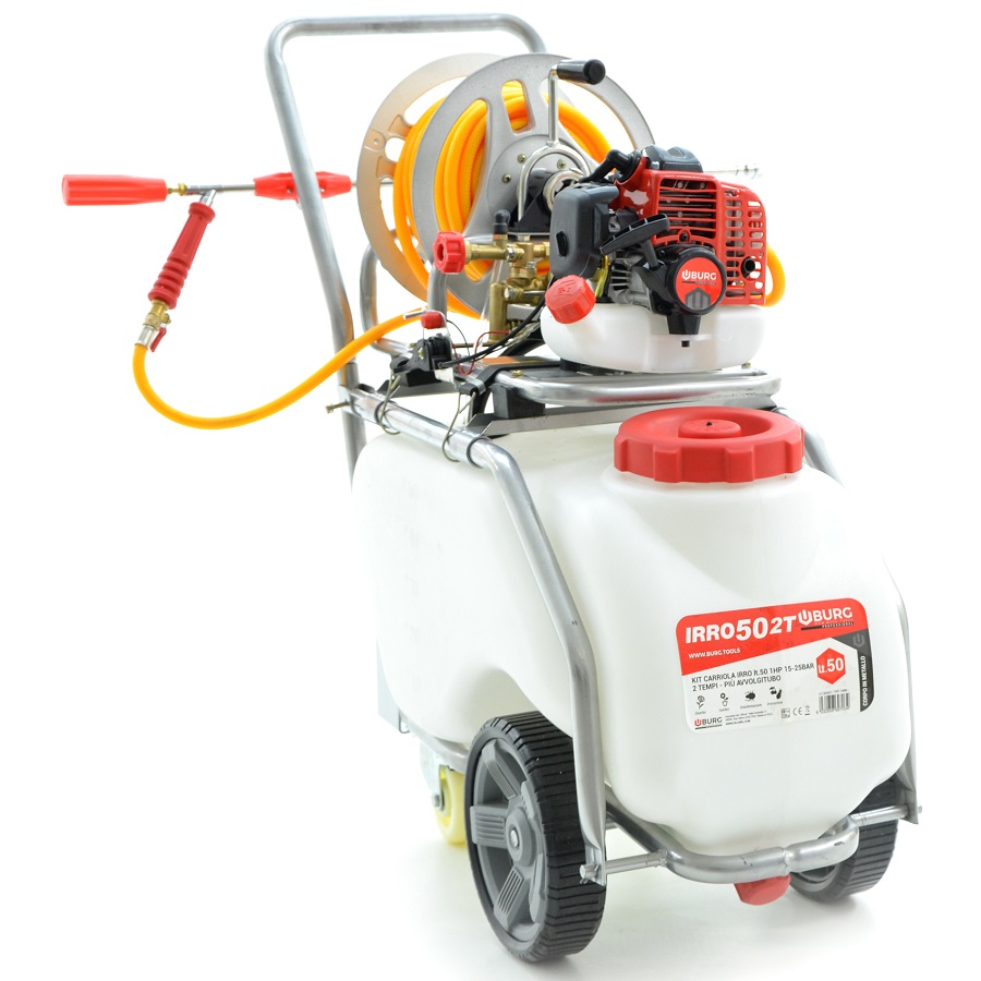 KIT CARRIOLA IRRO LT 50 1HP 2 TEMPI + AVVOLGITUBO E 20 m. DI TUBO