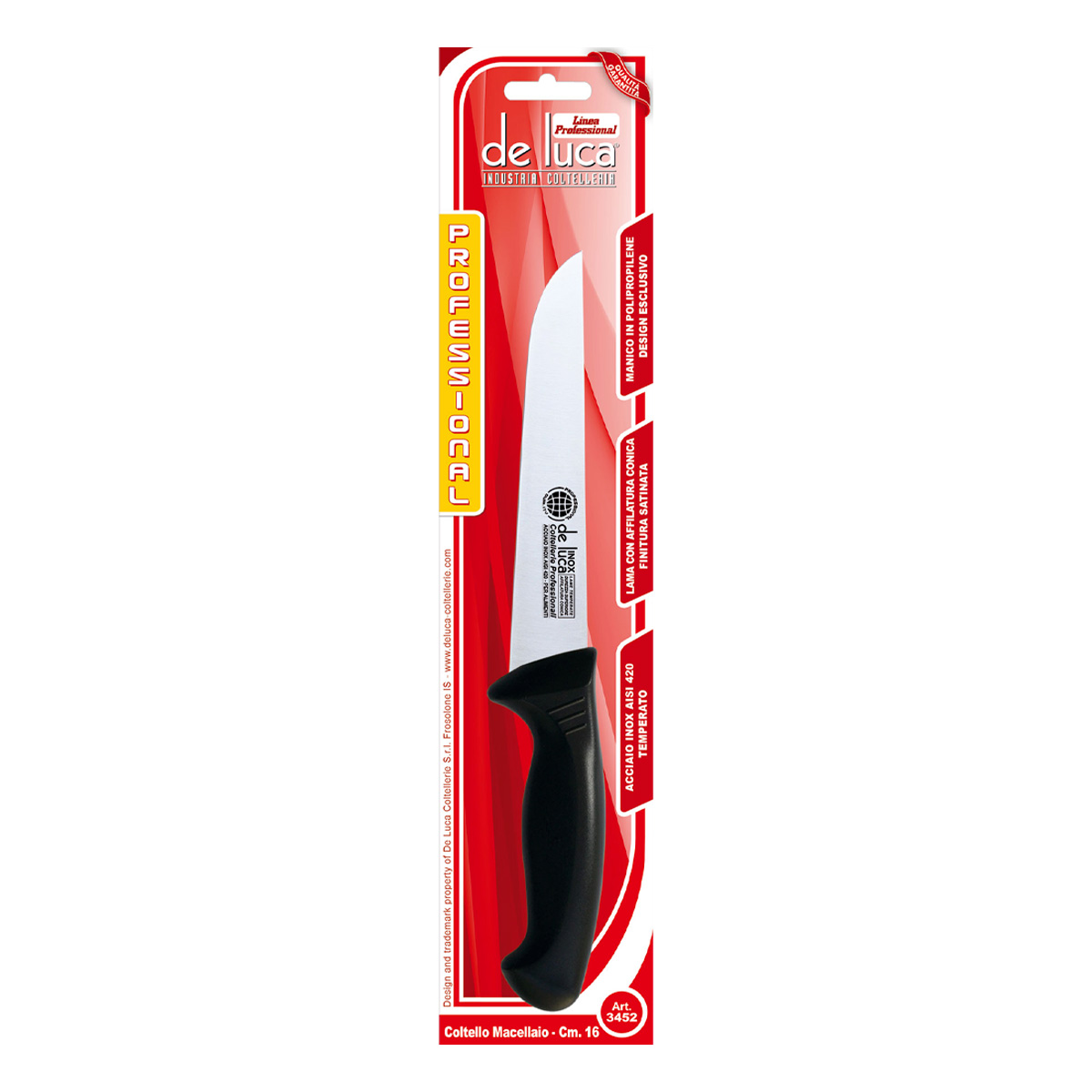 COLTELLO MACELLAIO LAMA INOX 16 CM MANICO IN PLASTICA