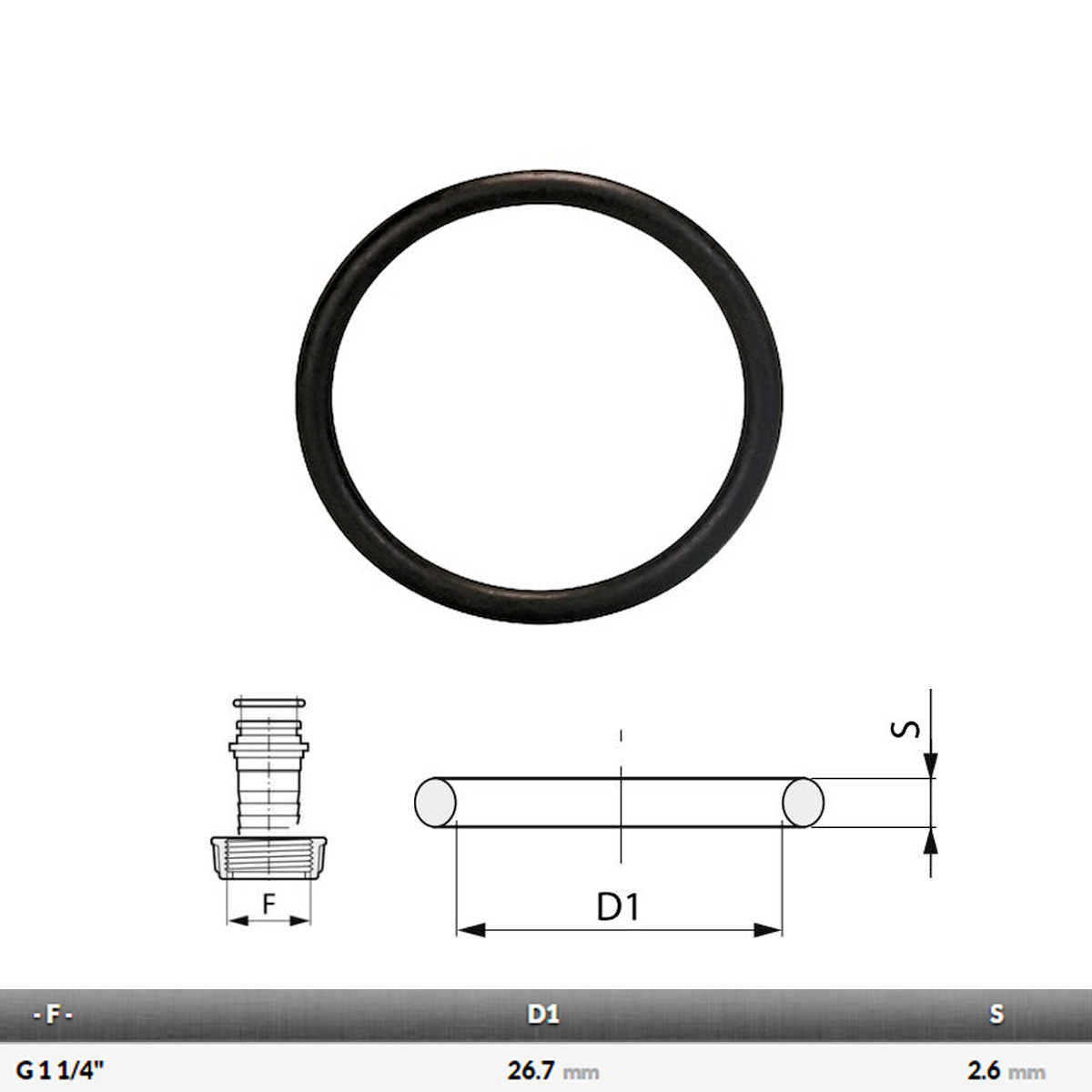 O-RING PER RACCORDO 1 1/4'' DIAMETRO 26,65 mm SPESSORE 2,62 mm