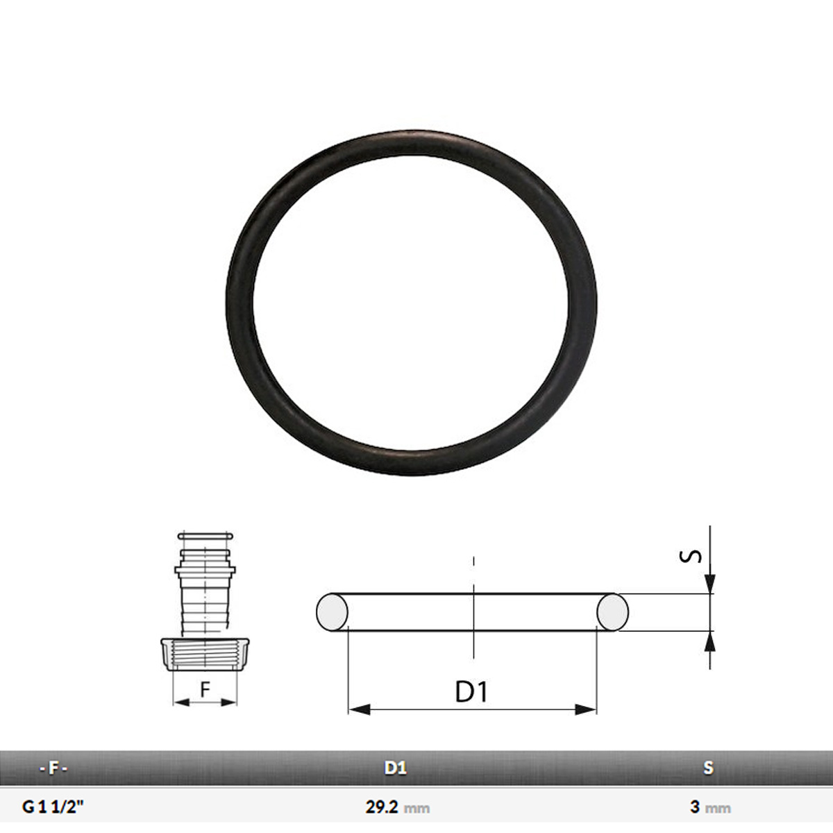 O-RING PER RACCORDO 1 1/2'' DIAMETRO 29,2 mm SPESSORE 3 mm