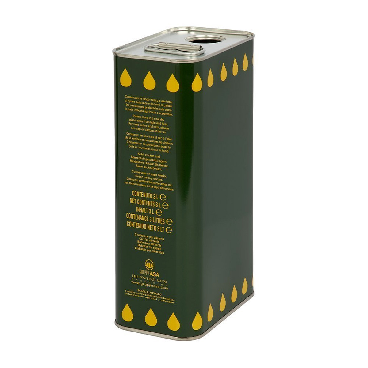 LATTINA PER OLIO LT. 3 VERDE FORO Ø 32 MM