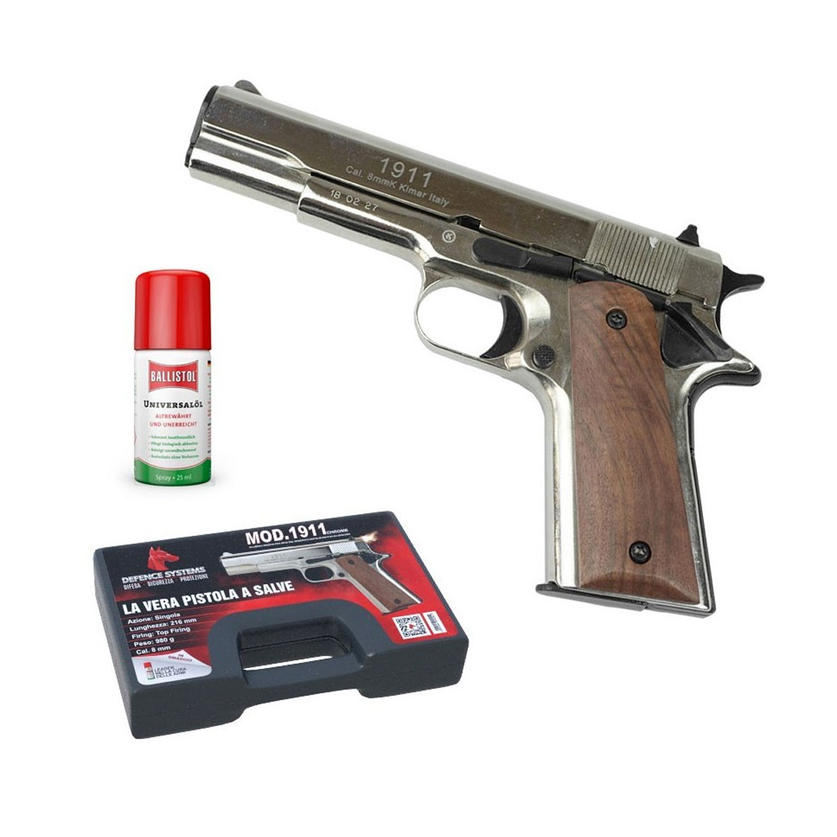 PISTOLA A SALVE CF FIREARMS MODELLO 1911 CROMATA - CALIBRO 8 MM