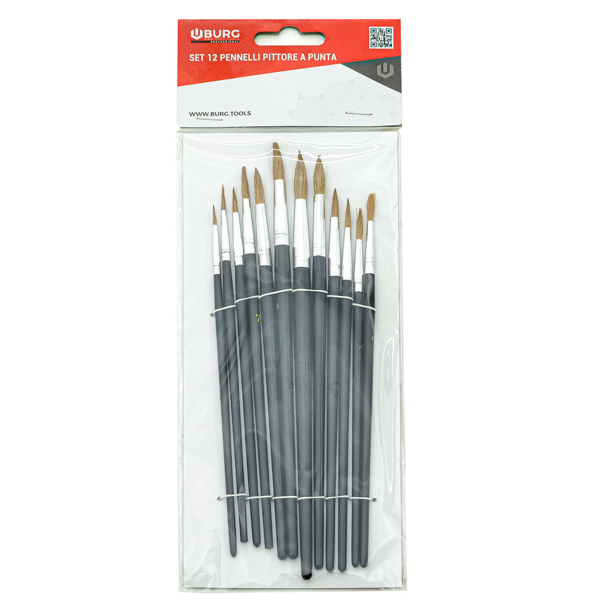 SET 12 PENNELLI PITTORE A PUNTA BURG