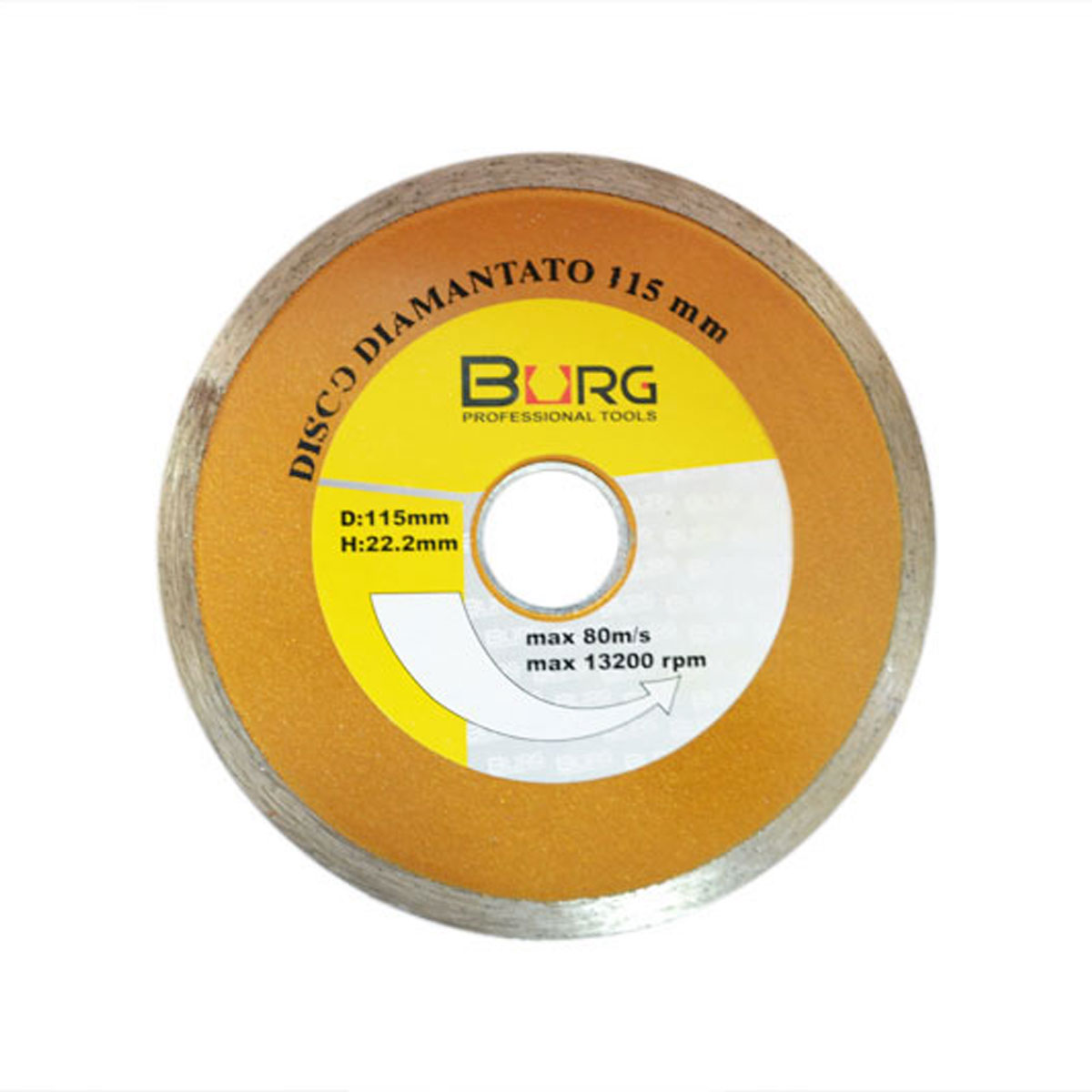 DISCO DIAMANTATO CORONA CONTINUA LISCIA DIAMETRO 115 MM FORO 22 MM