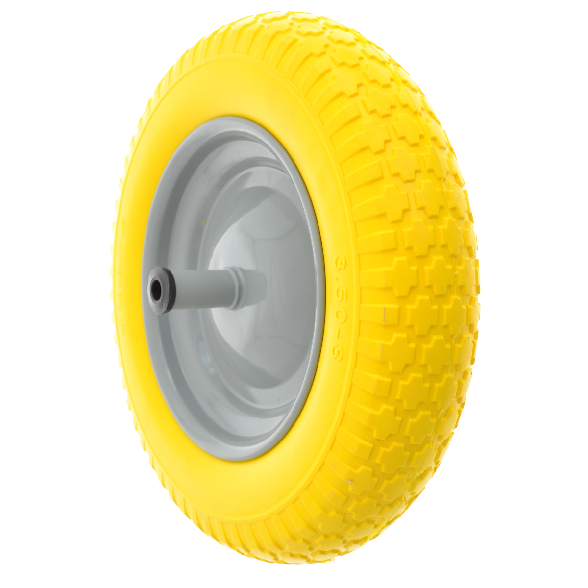 RUOTA PIENA GIALLA 360x80 CARRIOLA L BOCCOLA 155 mm. ASSE 210X12 mm.