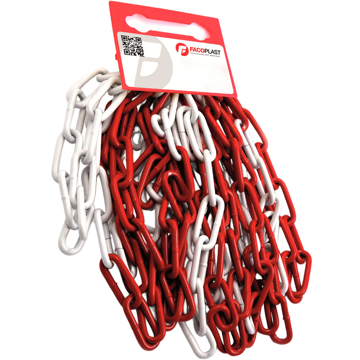 CATENA IN ACCIAIO ROSSA/BIANCA 5mm 5mt MAGLIA LUNGA PRETAGLIATA