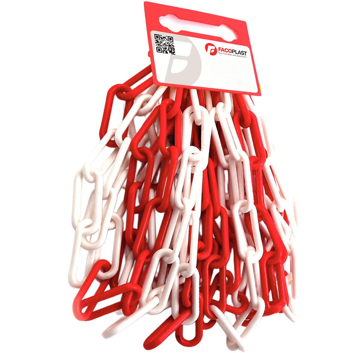 CATENA PLASTICA ROSSA/BIANCA 6mm 5mt MAGLIA LUNGA PRETAGLIATA SALDATA
