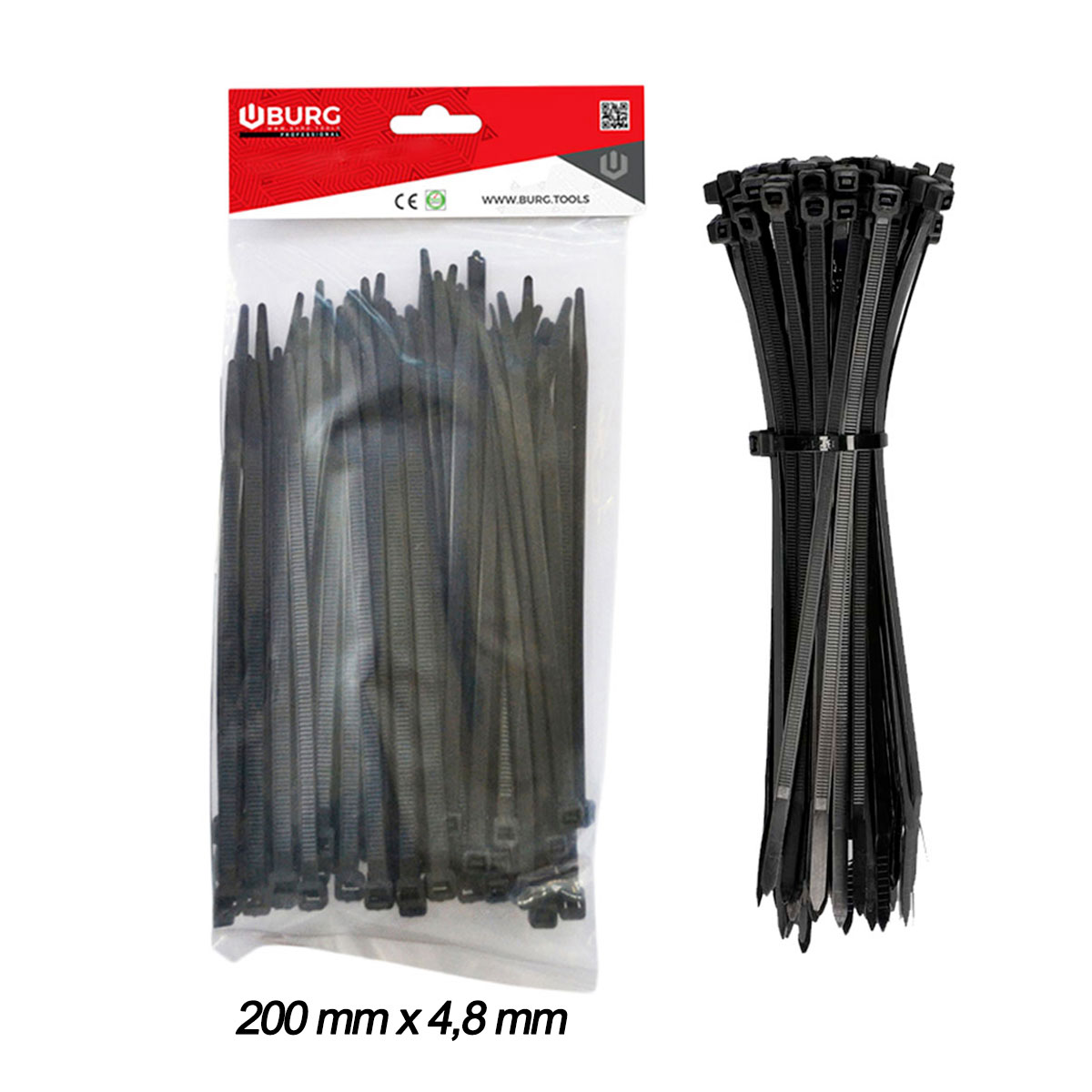 100 FASCETTE PER CABLAGGIO 200mmX4,8mm