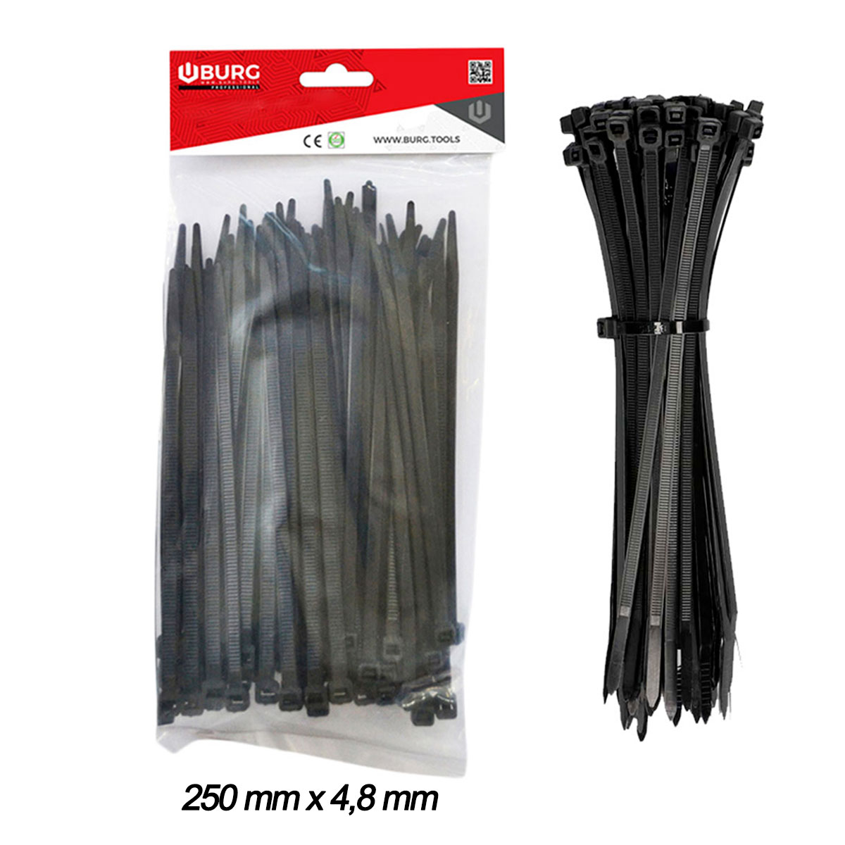 100 FASCETTE PER CABLAGGIO 250mmX4,8mm