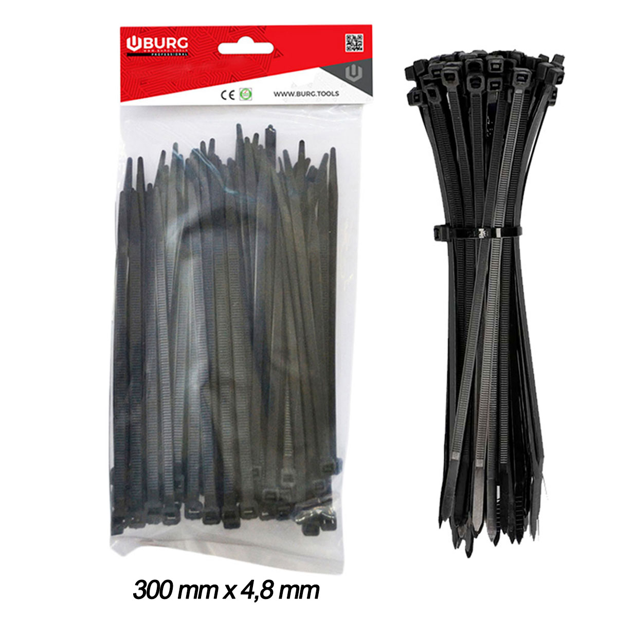 100 FASCETTE PER CABLAGGIO 300mmX4,8mm