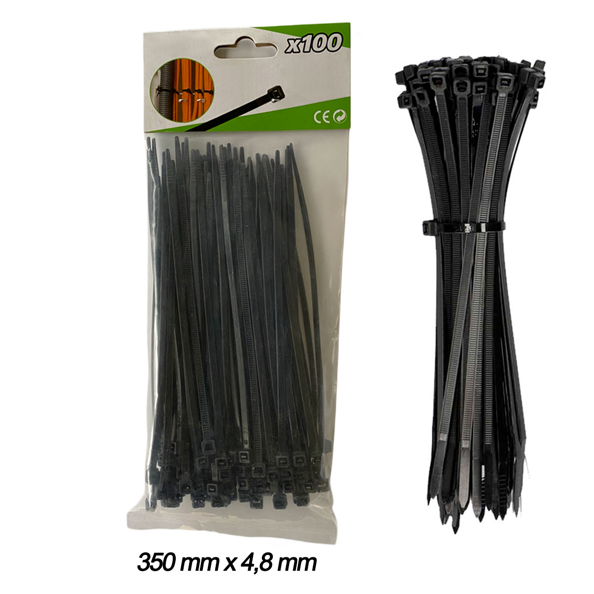 100 FASCETTE PER CABLAGGIO 350mmX4,8mm