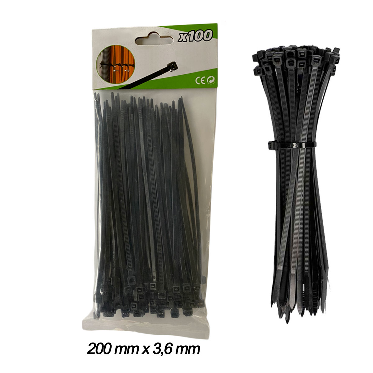 100 FASCETTE PER CABLAGGIO 200mmX3,6mm