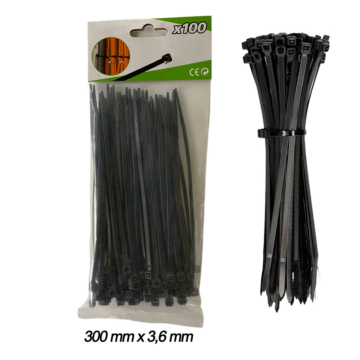 100 FASCETTE PER CABLAGGIO 300mmX3,6mm