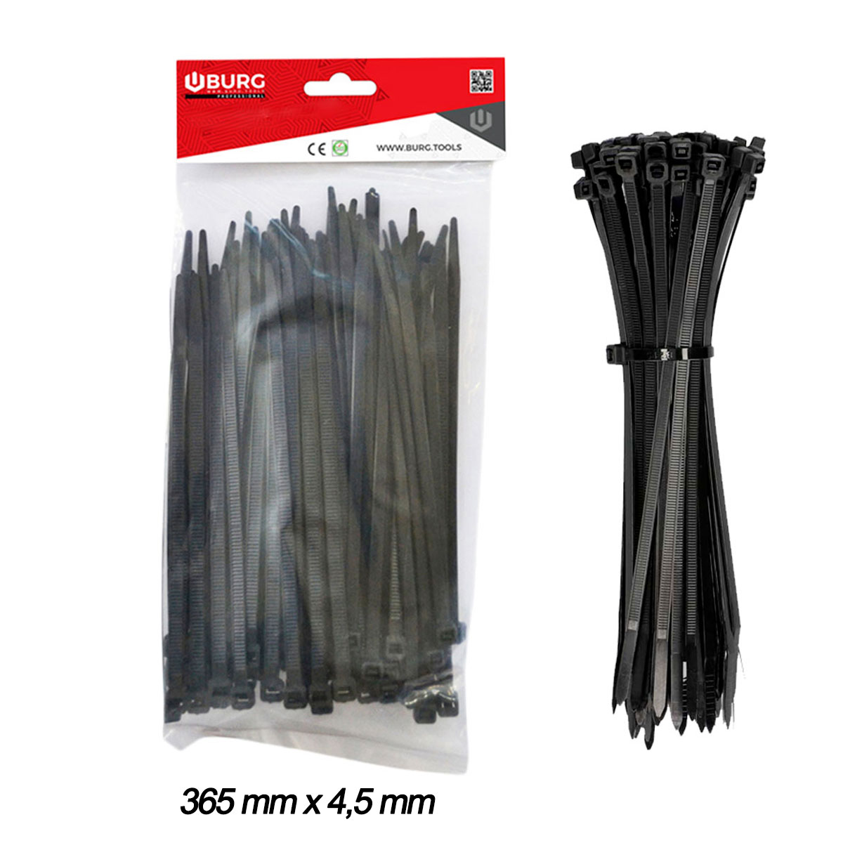 100 FASCETTE PER CABLAGGIO 365mmX4,5mm