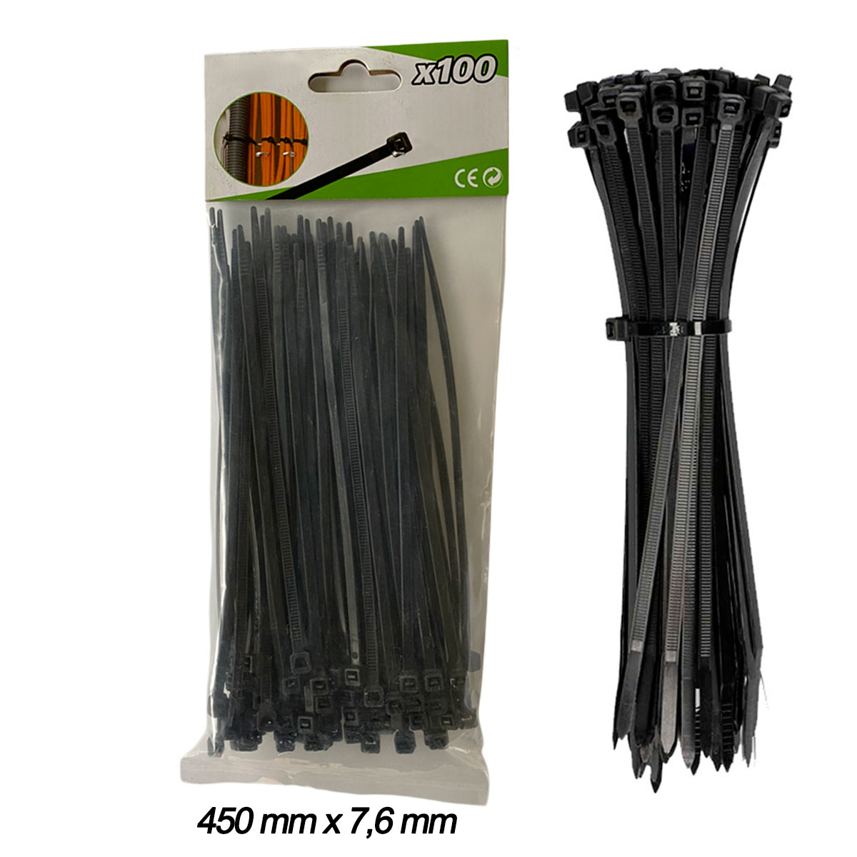 100 FASCETTE PER CABLAGGIO 450mmX7,6mm