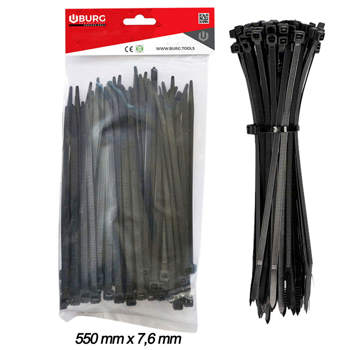 100 FASCETTE PER CABLAGGIO 550mmX7,6mm