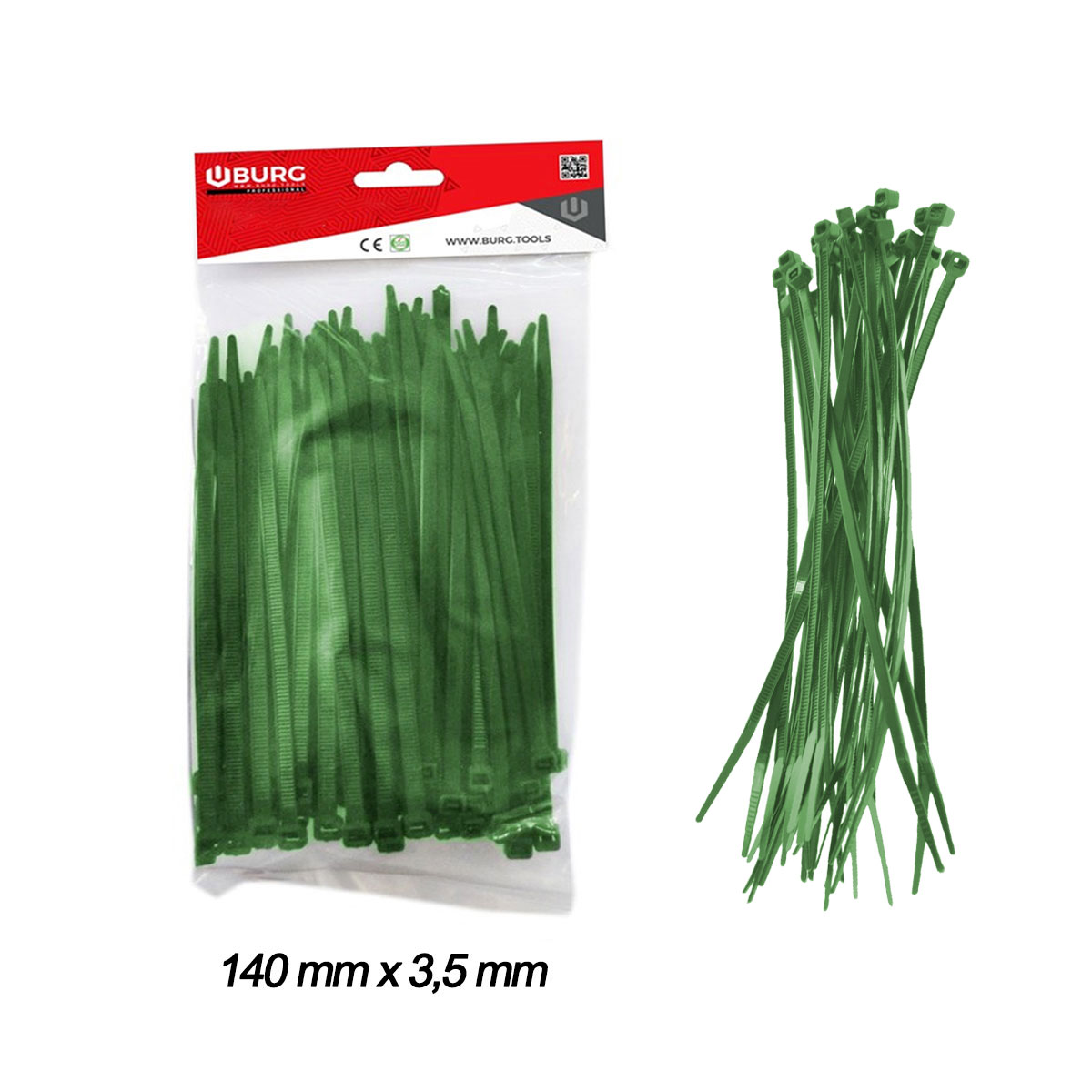 100 FASCETTE PER CABLAGGIO 140mmX3,5mm VERDI