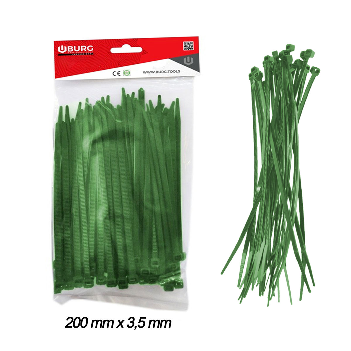 100 FASCETTE PER CABLAGGIO 200mmX3,5mm VERDI