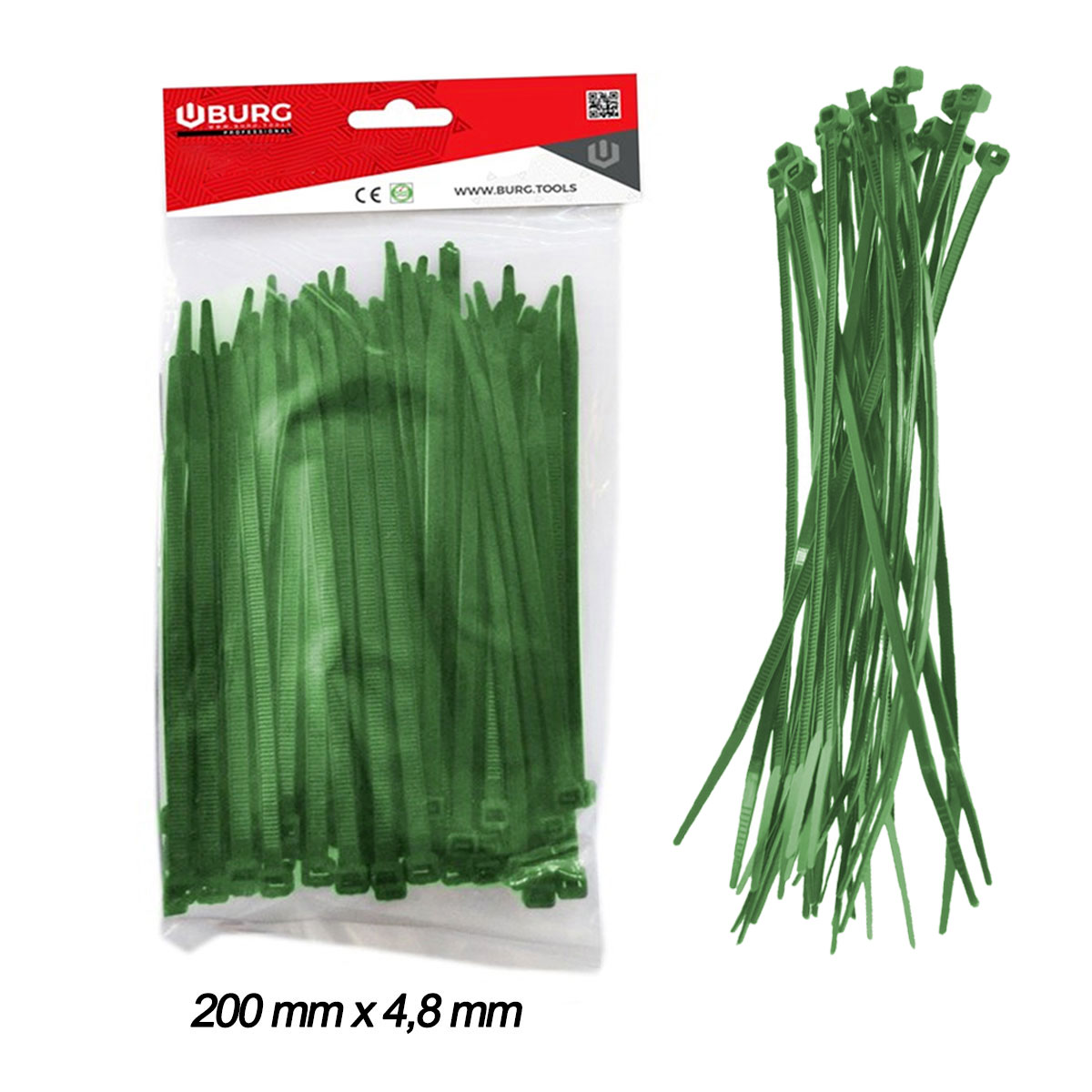 100 FASCETTE PER CABLAGGIO 200mmX4,8mm VERDI