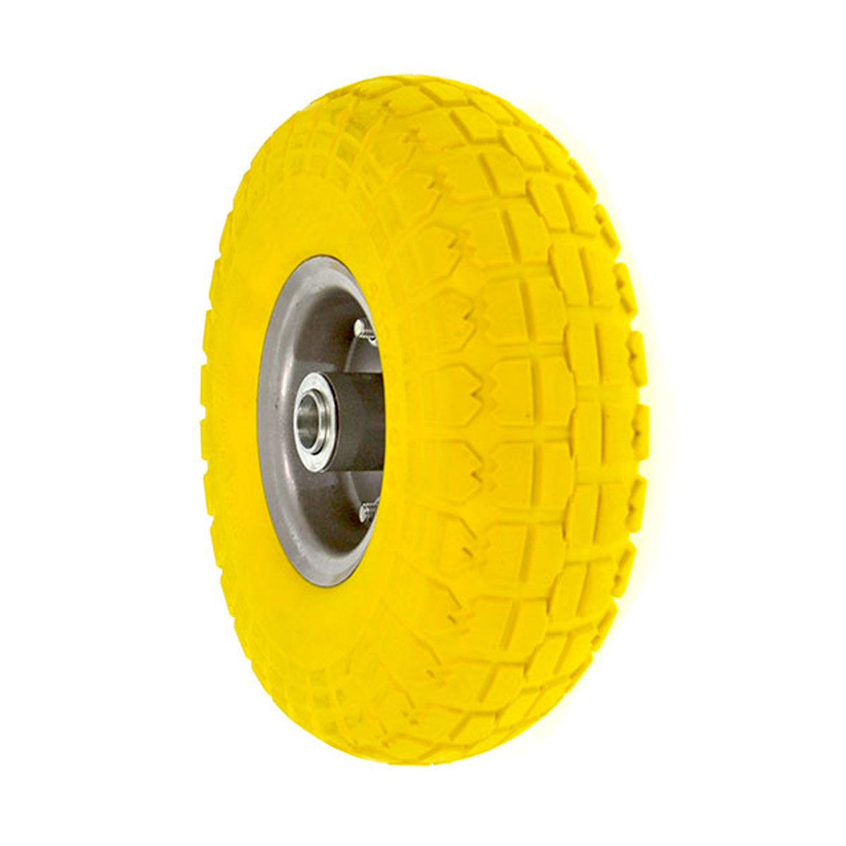 RUOTA PIENA GOMMA GIALLA 255x80 CON CUSCINETTI. Foro d.20mm x 70mm