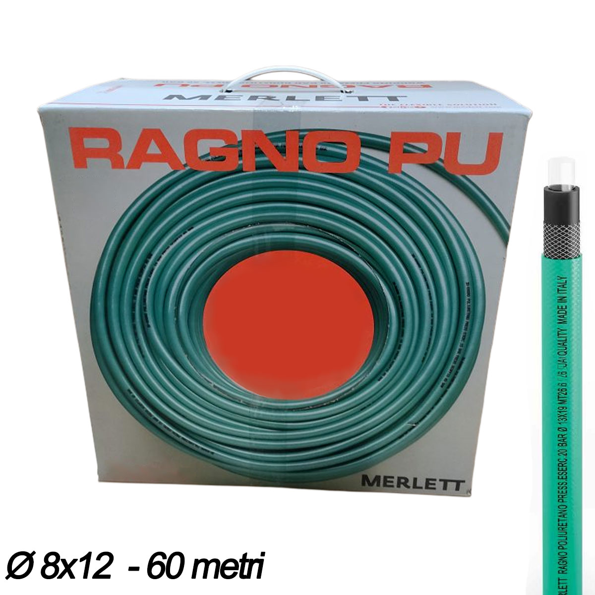 ROTOLO TUBO 15 ATM ARIA COMPRESSA Di. 8X12 RAGNO IN POLIURETANO 60 ML