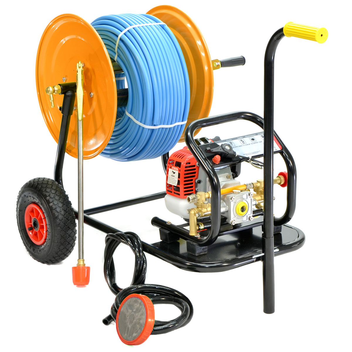 KIT AVVOLGITUBO CARRELLATO ALTA PRESSIONE MOTORE 1 HP MISCELA 4%