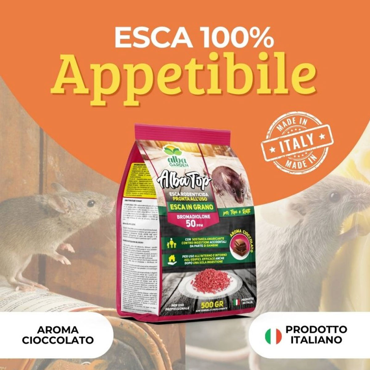 RODENTICIDA IN GRANO ROSSO 1,5 KG - 3 BUSTE DA 500 GRAMMI - immagine 3