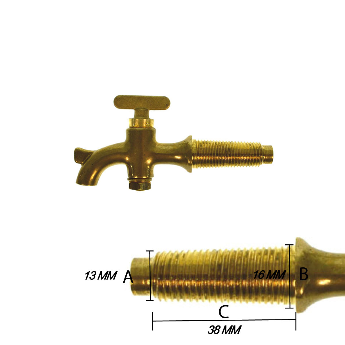 RUBINETTO CONICO 8 MM PER BOTTI SENZA PORTALUCCHETTO