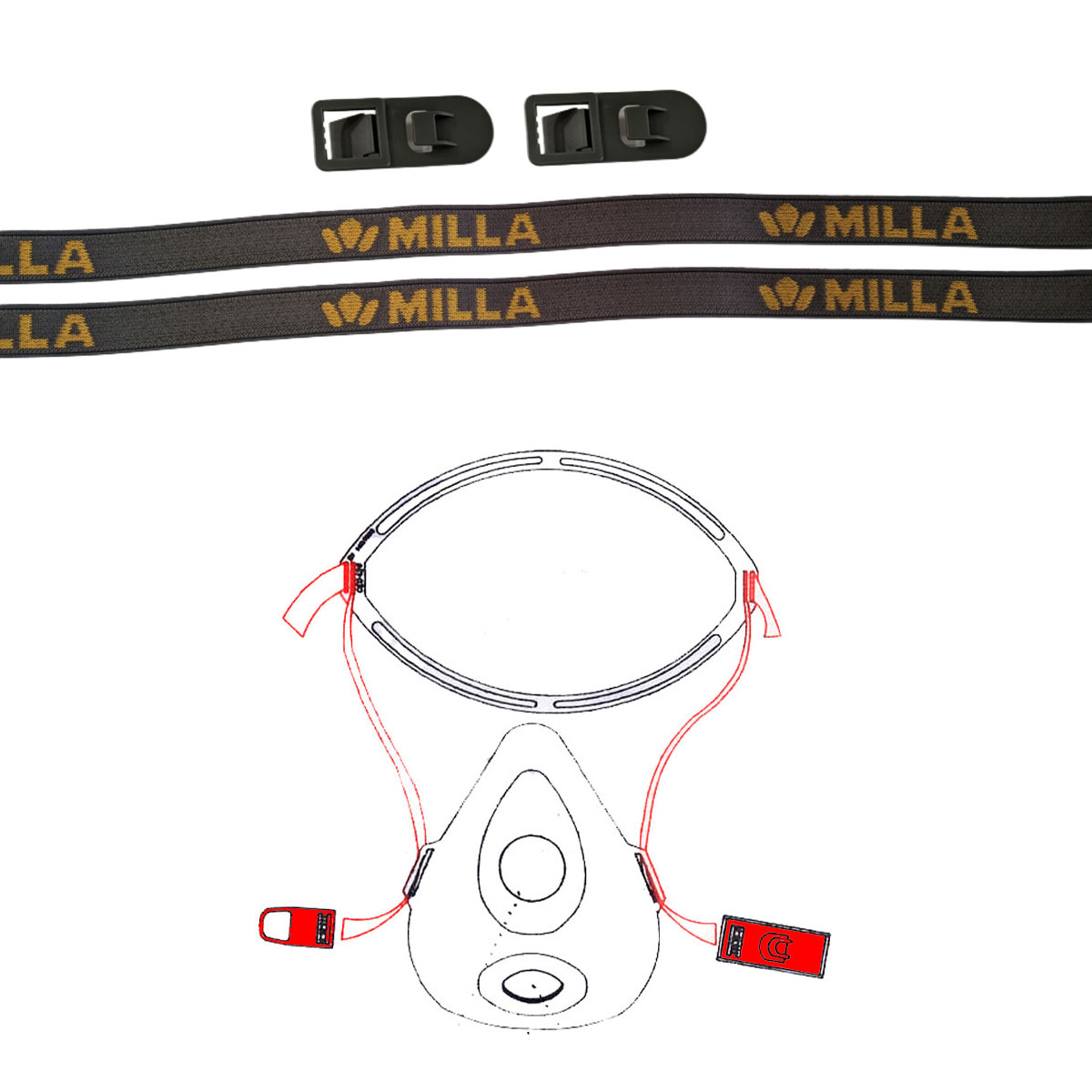 COPPIA DI ELASTICI PER SEMIMASCHERE ESPLOSO N. 1