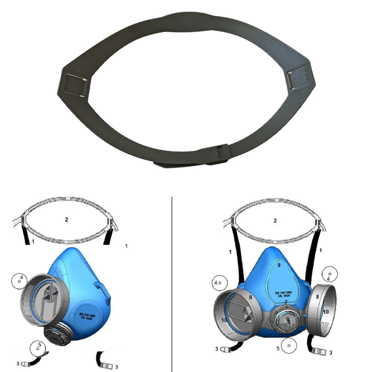 TESTIERA PER SEMIMASCHERE ESPLOSO N. 2