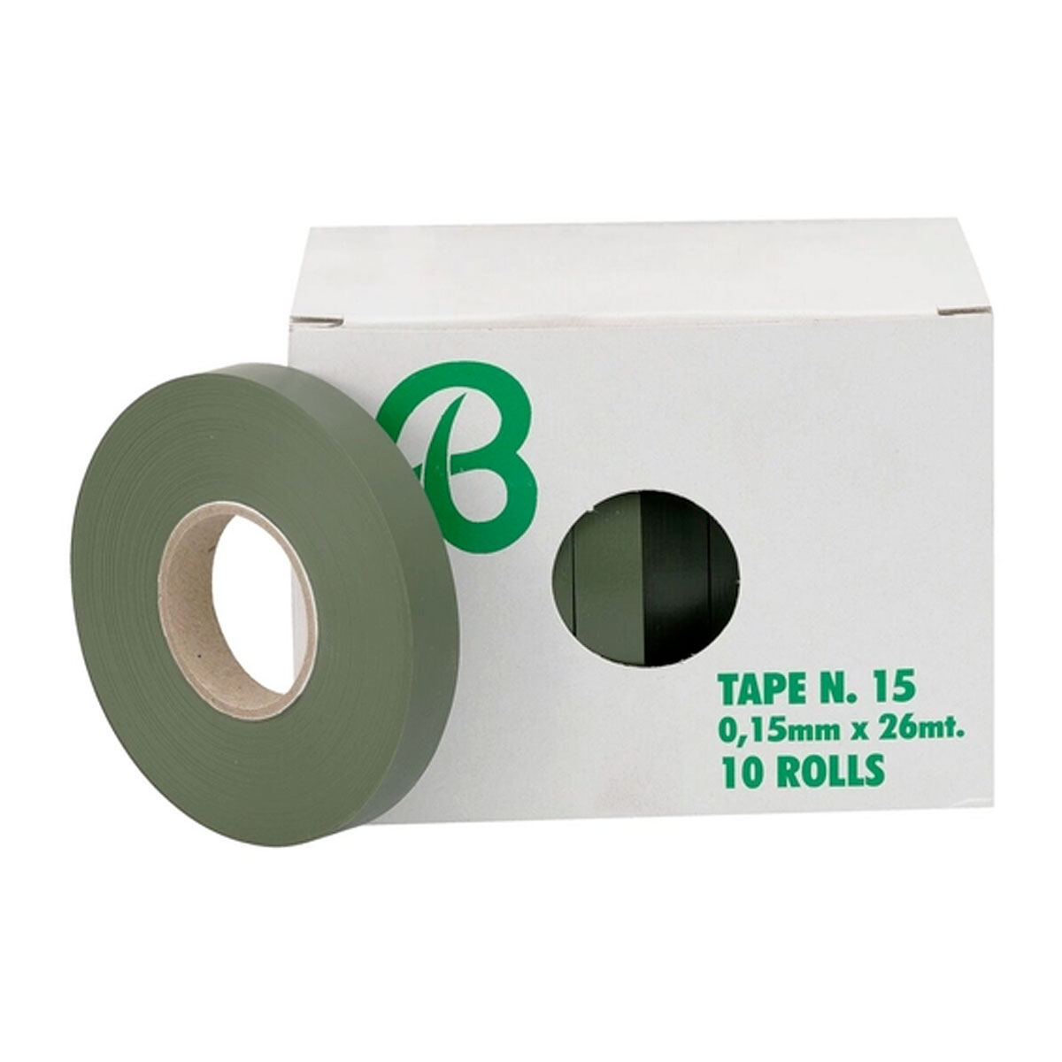 CONFEZIONE 10 PZ NASTRO VERDE OLIVA SPESSORE 0,15 x 26 ML