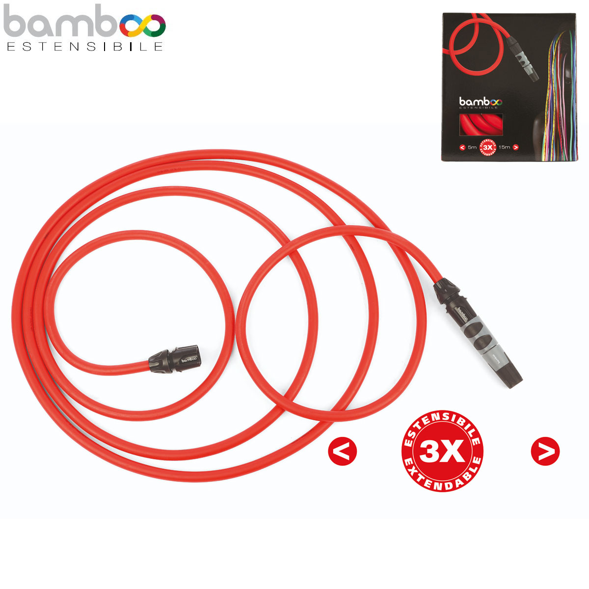 BAMBOO ROSSO ESTENSIBILE CON LANCIA E RACCORDI 5-15 MT