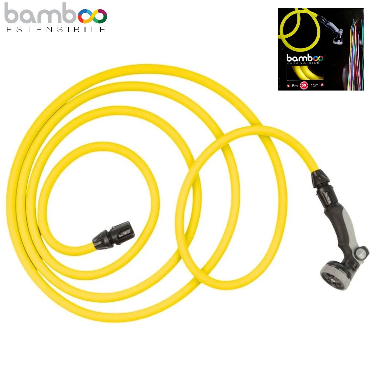 BAMBOO GIALLO ESTENSIBILE CON PISTOLA E RACCORDI 5-15 MT