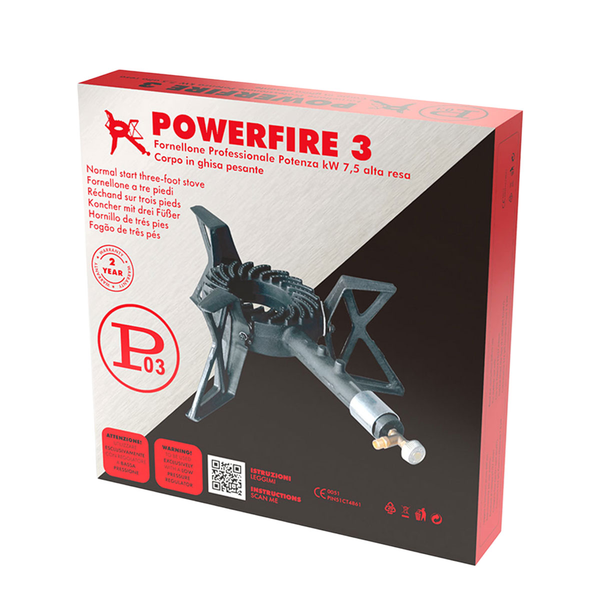 FORNELLONE 3 PIEDI CON BRUCIATORE DA 170 MM GHISA - kW 7,5 - POWERFIRE 3 - immagine 2
