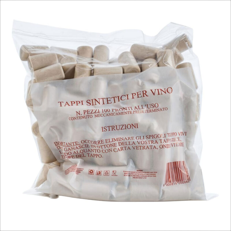 BUSTA DA 100 PZ. TAPPO VINO SINTETICO 23x38 MM - MADE IN ITALY