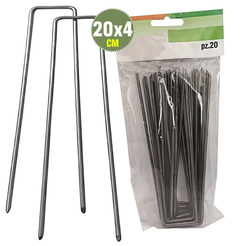 SET 20 PZ PICCHETTI FERMAPRATO/TELO ZINCATI 20x4 CM