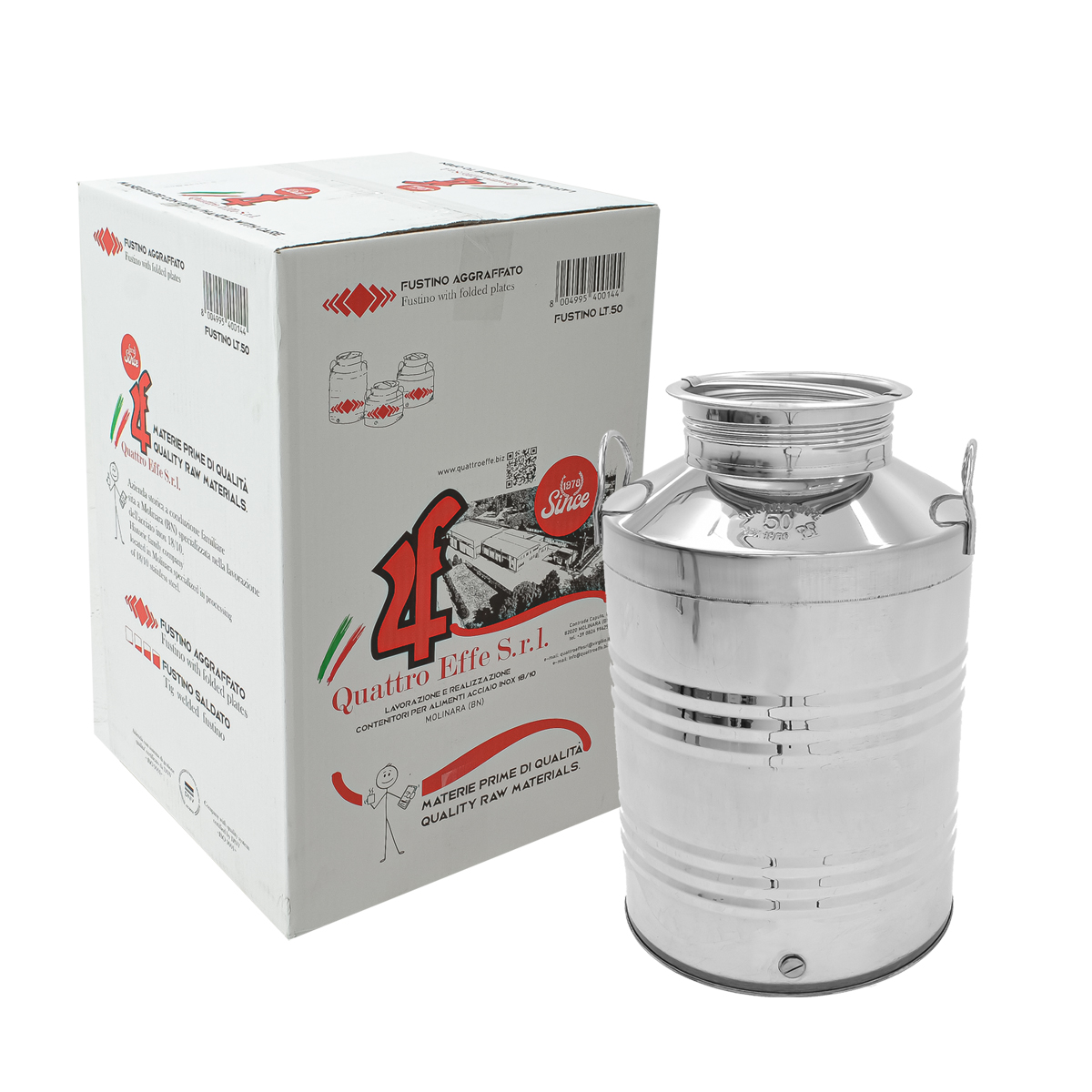 FUSTO 50 LT IN ACCIAIO INOX AGGRAFFATO CON VALVOLINA DI SFIATO SUL TAPPO - immagine 4