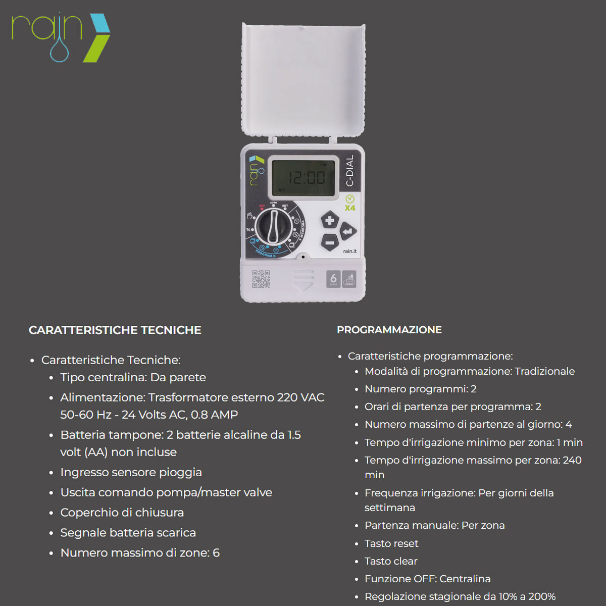 CENTRALINA C-DIAL 6 STAZIONI 24VAC - immagine 3