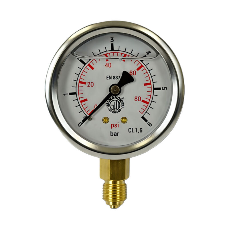 MANOMETRO GLICERINA 0-6 BAR - Di.63 MM - 1/4 BSP - CASSA INOX