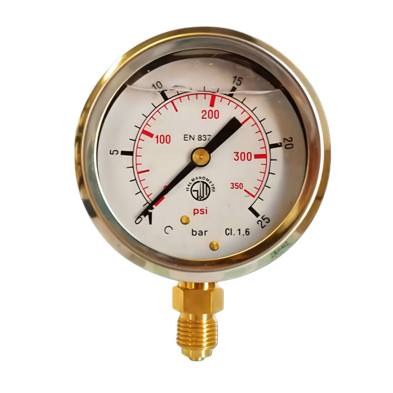 MANOMETRO GLICERINA 0-25 BAR - Di.63 MM - 1/4 BSP - CASSA INOX