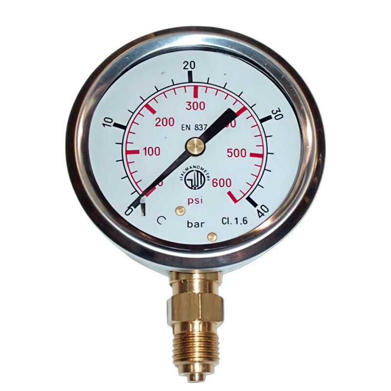 MANOMETRO GLICERINA 0-40 BAR - Di.63 MM - 1/4 BSP - CASSA INOX
