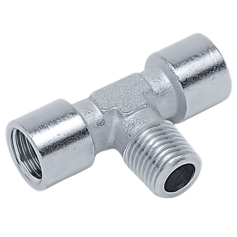 RACCORDO A TEE FEMMINA FEMMINA MASCHIO 1/2'' IN OTTONE NICHELATO