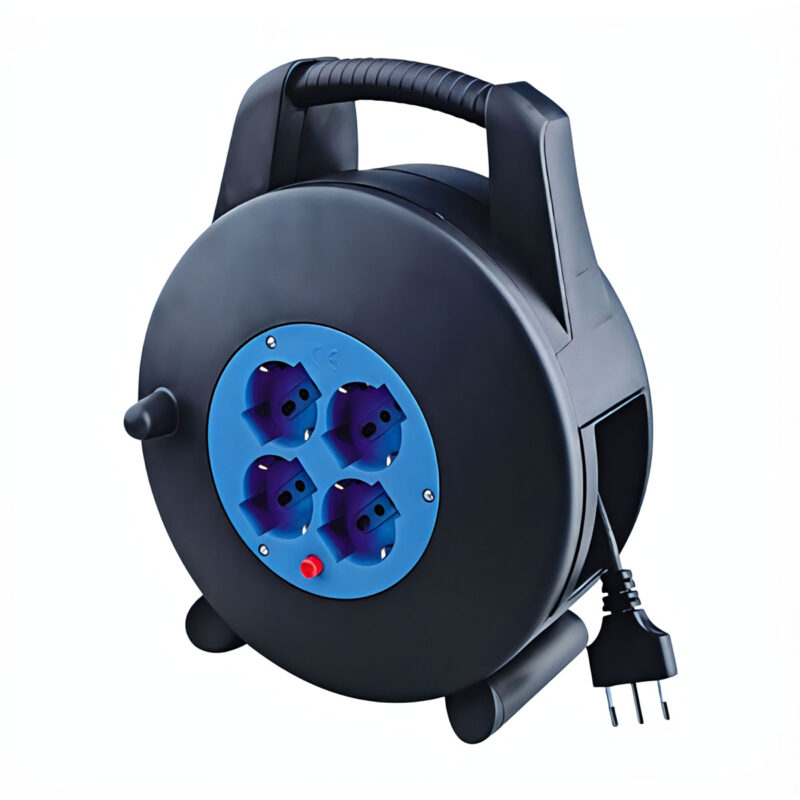 PROLUNGA AVVOLGICAVO DA 12 METRI - 4 PRESE BIPASSO/SHUKO - 16A