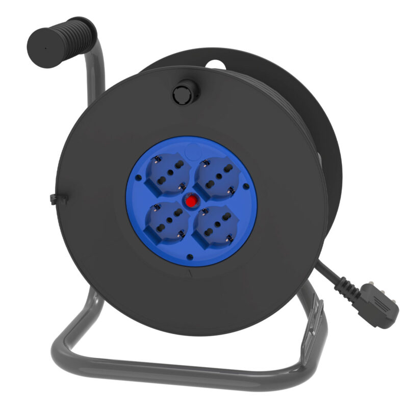 PROLUNGA AVVOLGICAVO DA 25 METRI - 4 PRESE BIPASSO/SHUKO