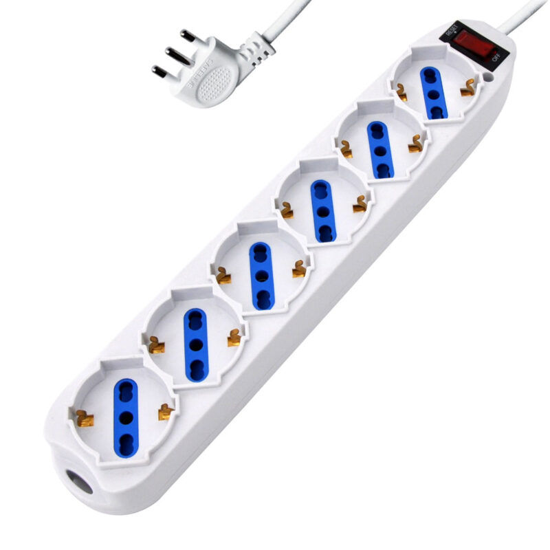 MULTIPRESA 6 POSIZIONI CON SPINA SALVASPAZIO 10A BIPASSO/SCHUKO