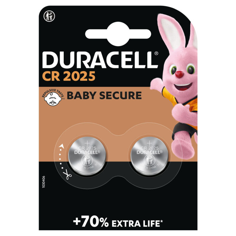DURACELL BATTERIA A MONETA 2025 A LITIO DA 3 V - BLISTER 2 PEZZI